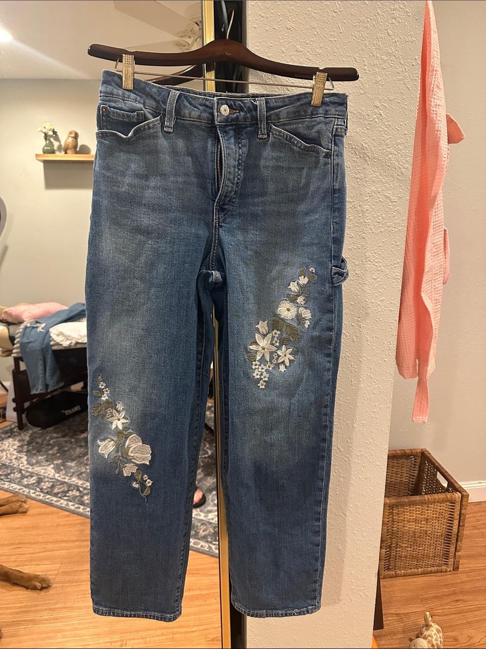 Old Navy Blue Embroidered Boyfriend Jeans